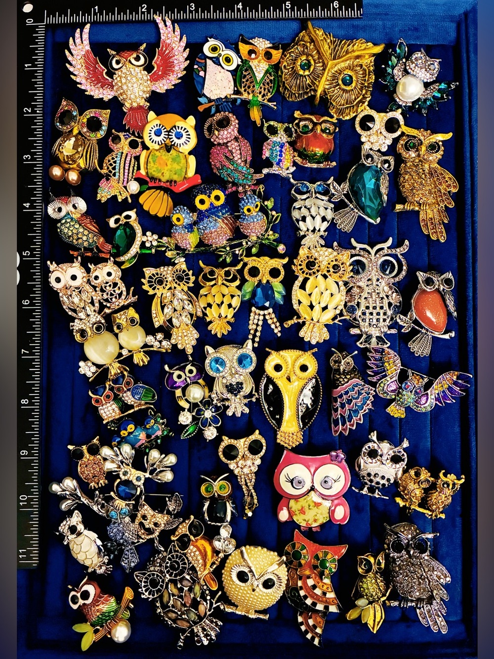 Owl Brooch Pin Lot 50 Enamel Crystal Animal Jewelry Collection